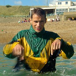 cagoule and jeans for survival swimming