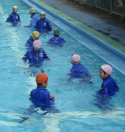 lifesaving pool swimming lesson fully clothed water safety